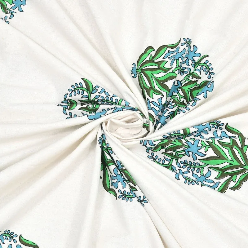 Rangen Cotton Bedsheet (White,Green) - 240 TC media 5