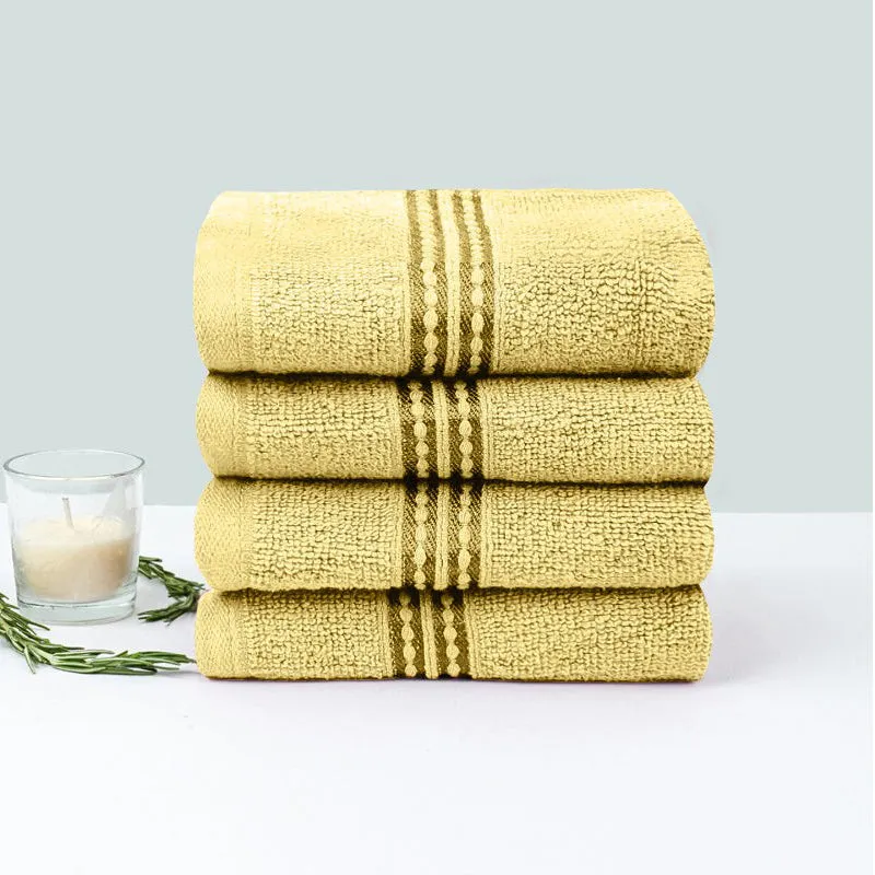 Micro Cotton LuxeDry Solid Face Towel (Yellow) - Set Of Four media 1