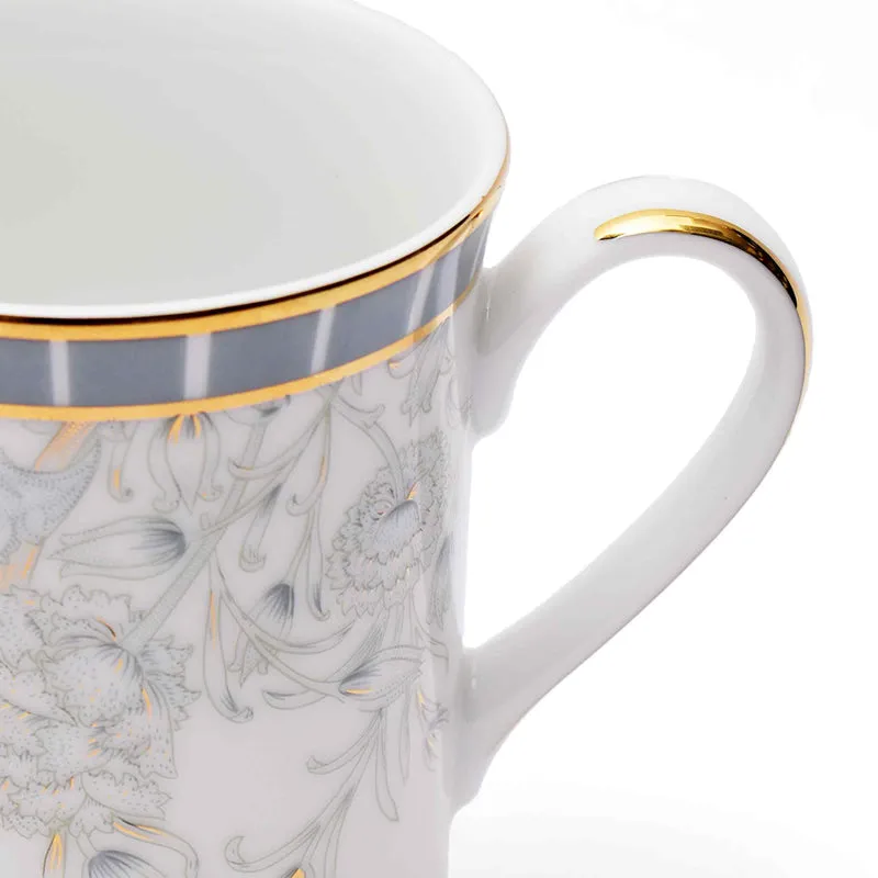 Gilded Iris Classic 24k Gold Brushed Porcelain Coffee Mug (300 mL Each/Grey) - Set Of Four media 5