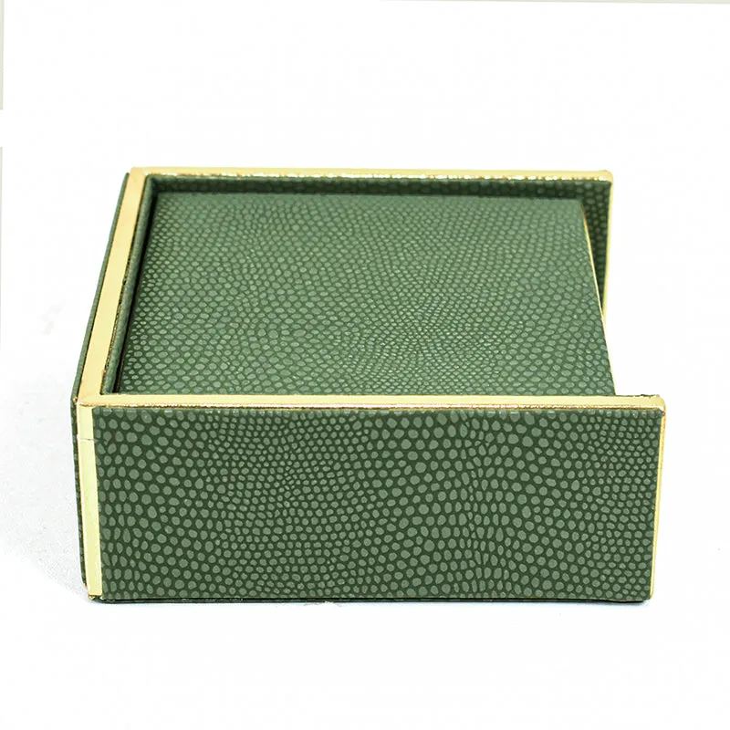 Tisquo Faux Leather Coaster (Olive Green) - Seven Piece Set media 5