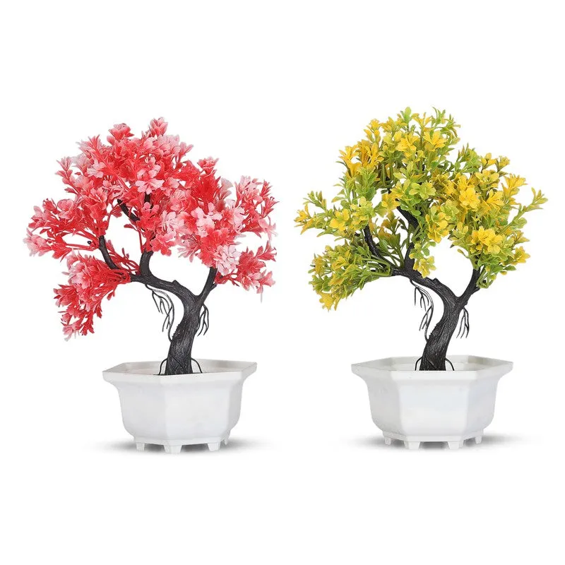 Bonsai Tree with Pot (Yellow,Red) - Set Of Two media 5