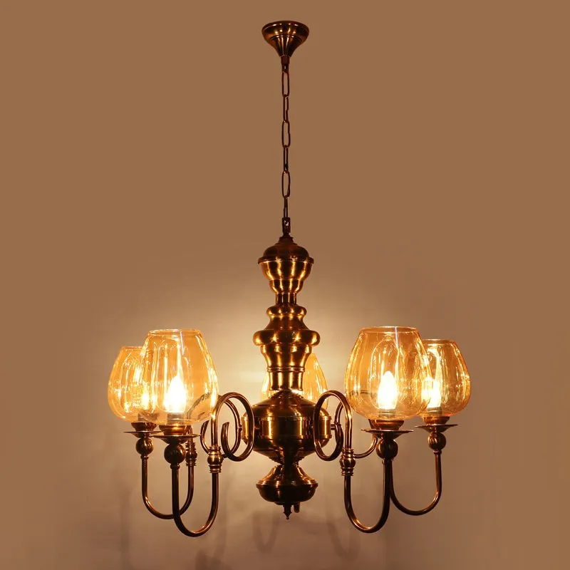 Creslen Luxury Amber Glass Chandelier - Gold media 6