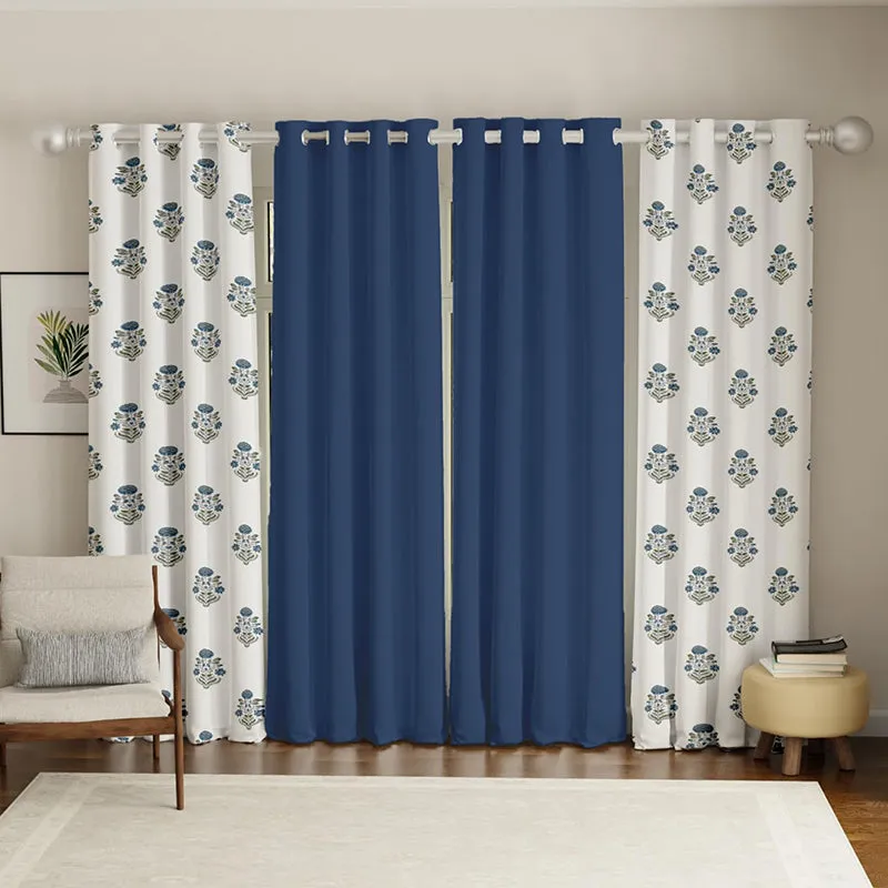 Urban Space Liberty & Aura Curtain (Blue,Indigo) - Set Of Four media 2