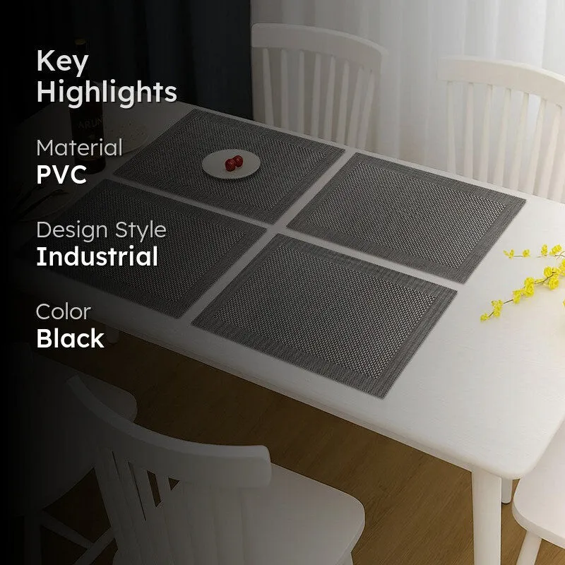 Onyxa Black Rectangle PVC Table Mats - Set Of Four media 2