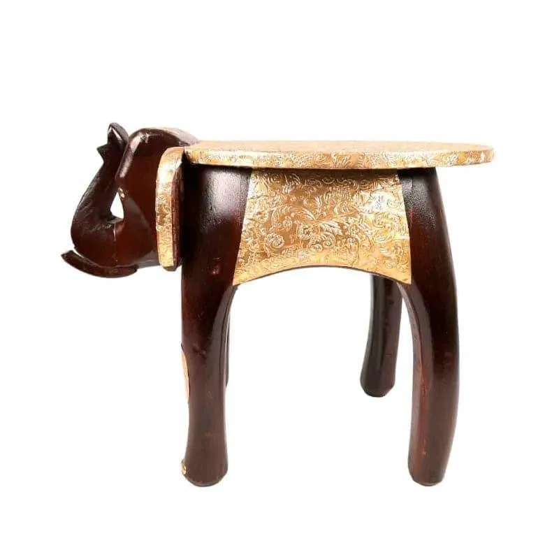 Gaja Deva Stool - Brown & Gold media 3