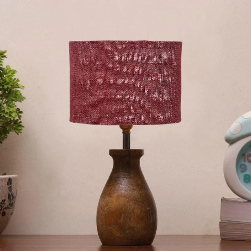 Sheldo Mista Fabric Table Lamp - Maroon,Brown media 3