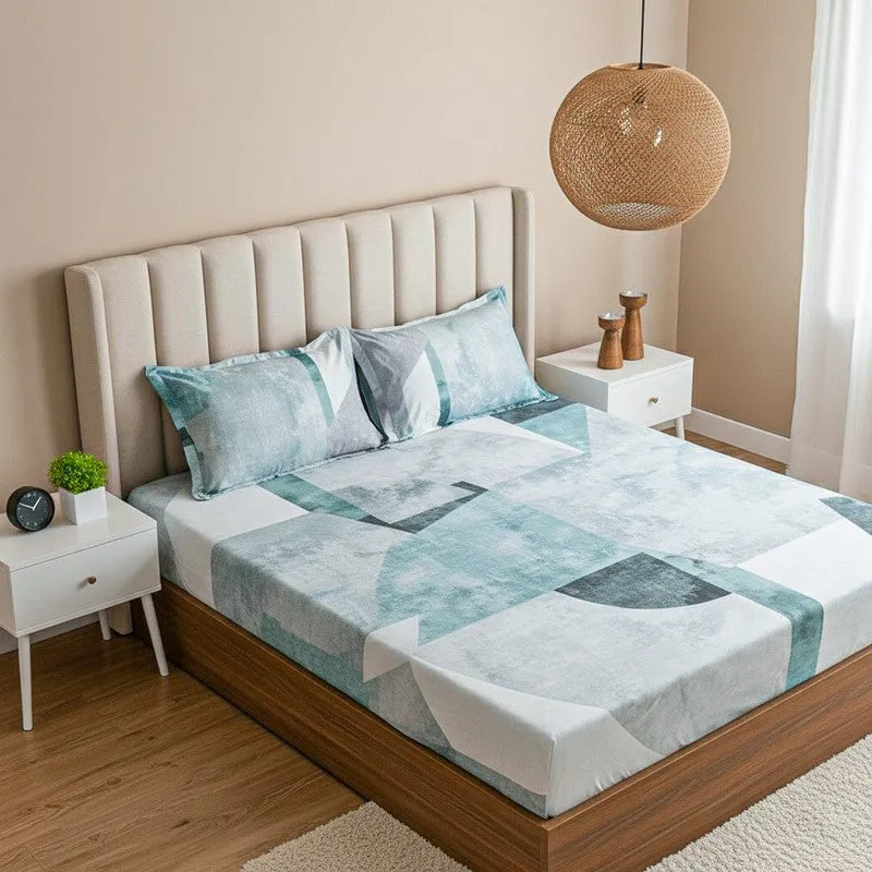 Parigul Abstract Cotton Bedsheet (Blue) - 200 TC media 3