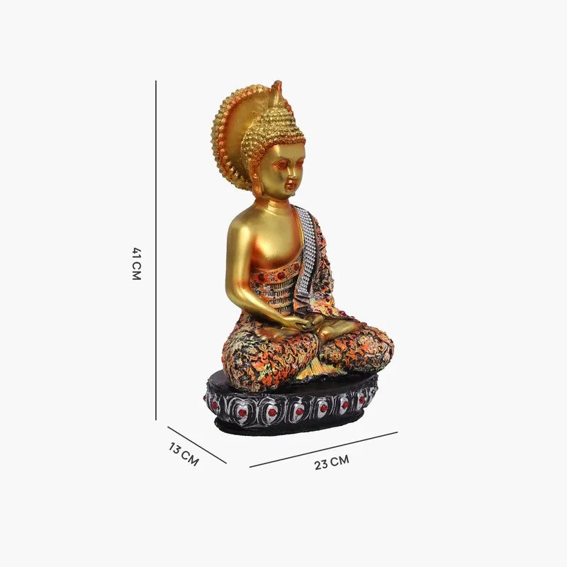 Sovereign Lotus Buddha Polyresin Idol (17 inches) - Gold media 7