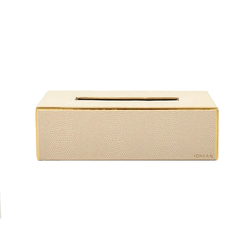 Tisquo Edge Faux Leather Tissue Box - Ivory media 3
