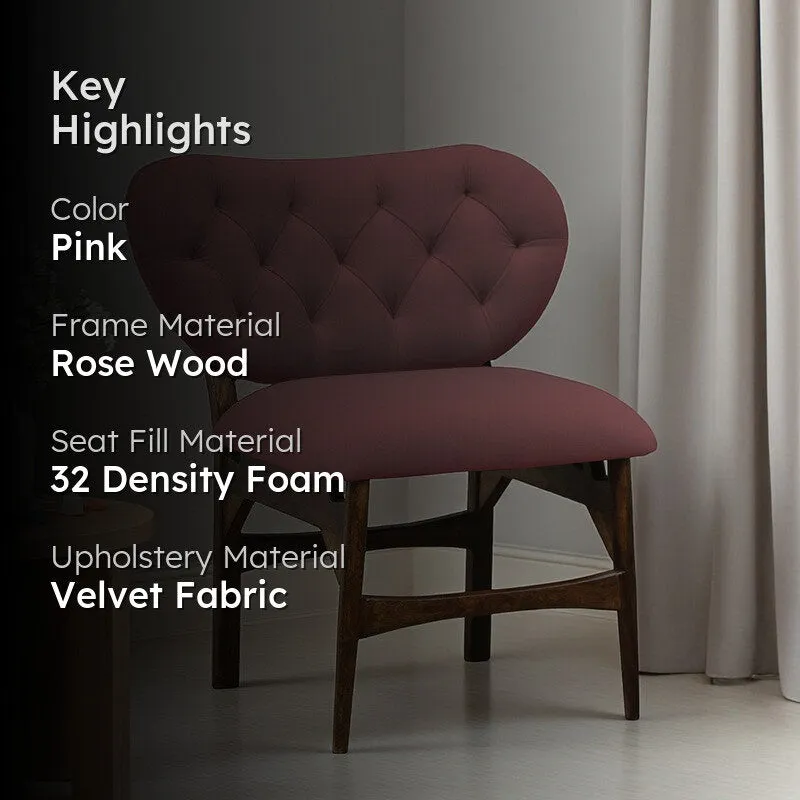 Racknest Rose Wood Accent Chair - Pink media 2