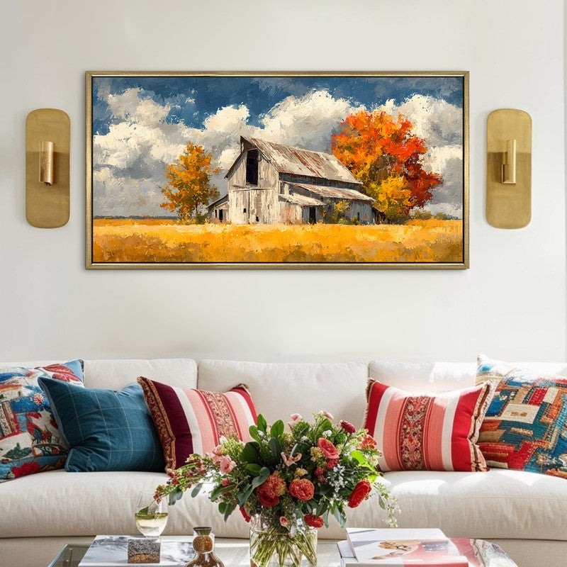 Autumn Gold Canvas Wall Painting With Frame