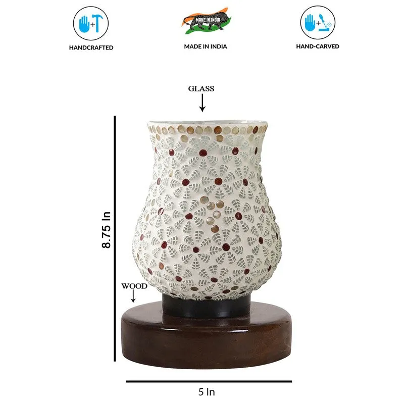 Mosaic Glass Table Lamp With Wooden Base - Multicolor media 8