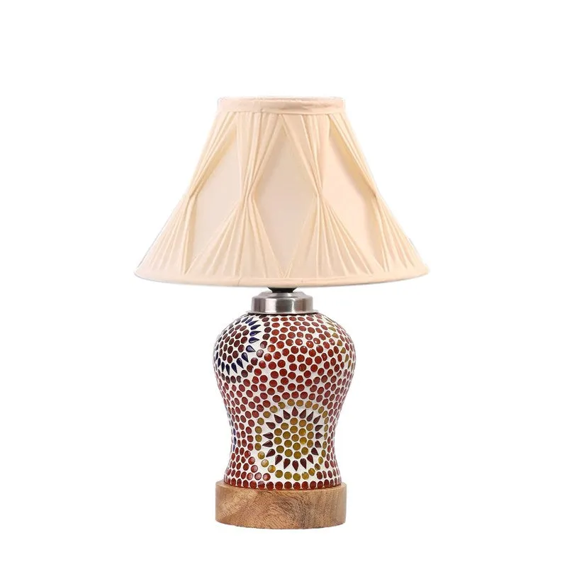Aranya Smocked Wooden Table Lamp - Multicolor media 5