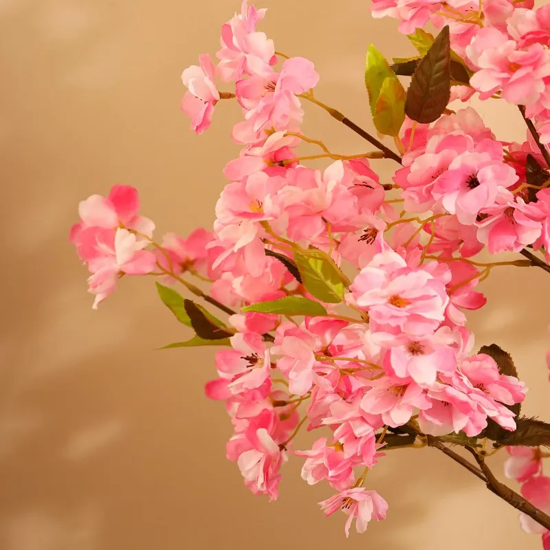 Artificial Cherry Blossom Plant With Black Plastic Pot - 4 ft media 8