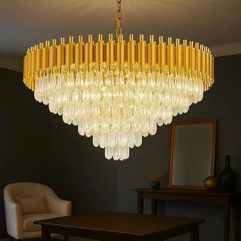 Opulent Glow Metal Chandelier - Gold media 1