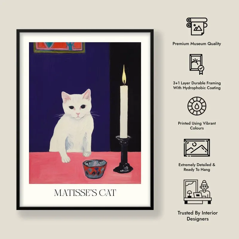 Matisse's Cat Inspired by Henri Matisse Archival Canvas Wall Art - Black Frame media 8