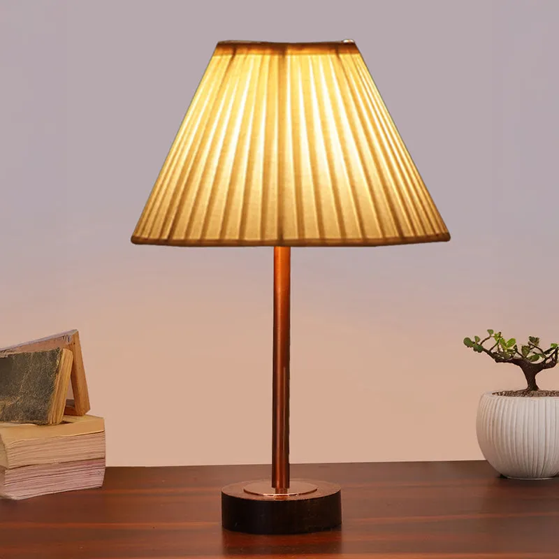 Pleatra Rodin Wooden Table Lamp - White,Brown media 2