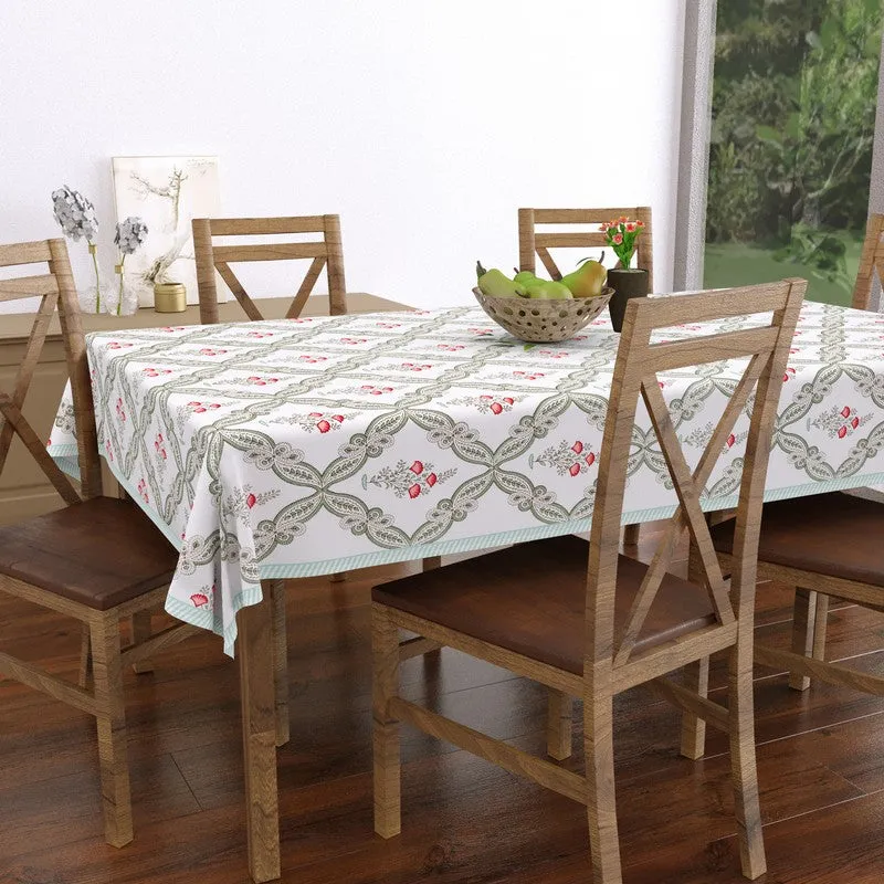 GridAura Cotton Table Cover - Green,Red media 4