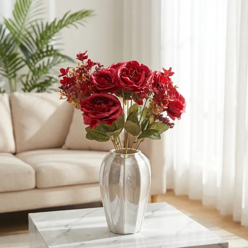 Cross Autumn Peony Artificial Flowers - Red media 1