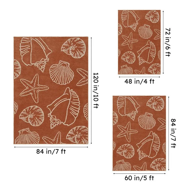 Seashell Hand Tufted Swirl Kids Wool & Nylon Carpet - Rust Orange media 15