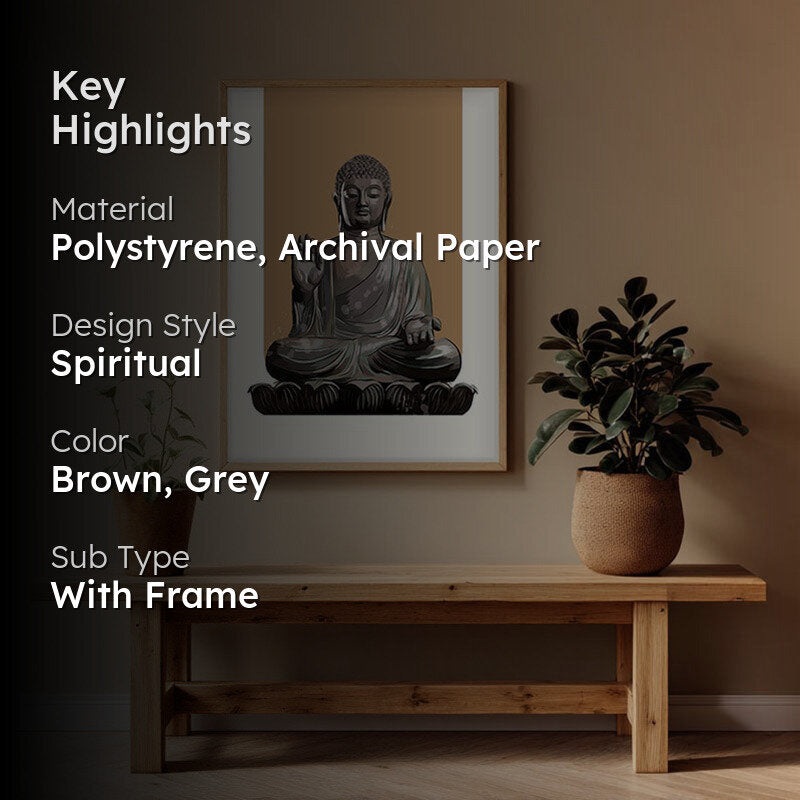 Buddha's Boon Archival Paper Wall Art  - Natural Brown Frame media 2