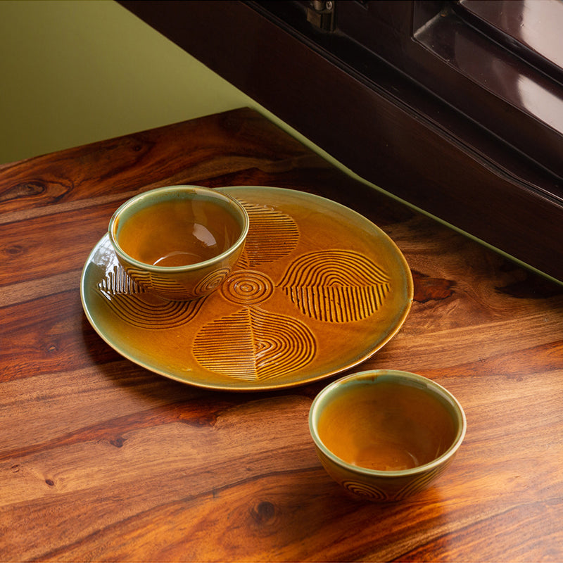 Mica Boulevard Hand Engraved Dinner Set - 3 Piece Set