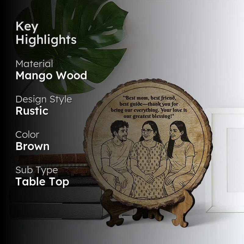 Best Mom Best Friend Best Guide Wood Showpiece - Round media 2