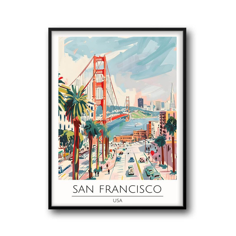 Vintage San Fransico Framed Canvas Wall Painting media 5