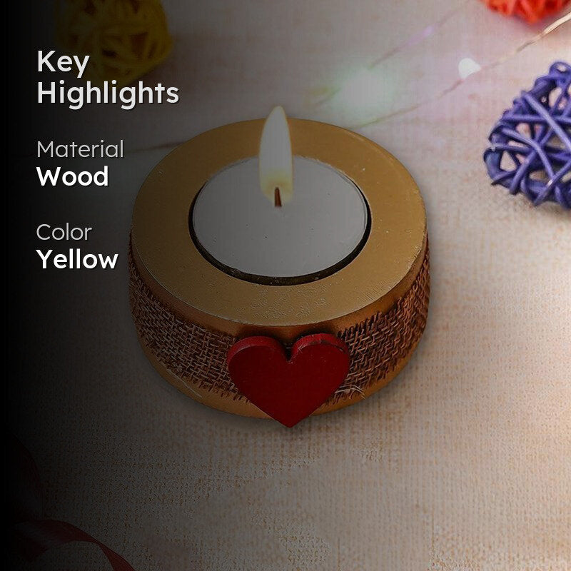 Carved In Love Wood Tea Light Holder media 2
