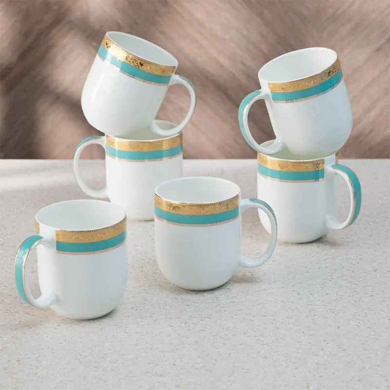 Rigva Porcelain Tea Cup (260 mL Each/Gold) - Set of Six media 1