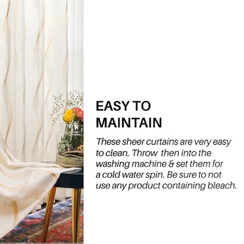 Urban Space Pampas Gold Foil Printed Curtain - Set Of Two media 9