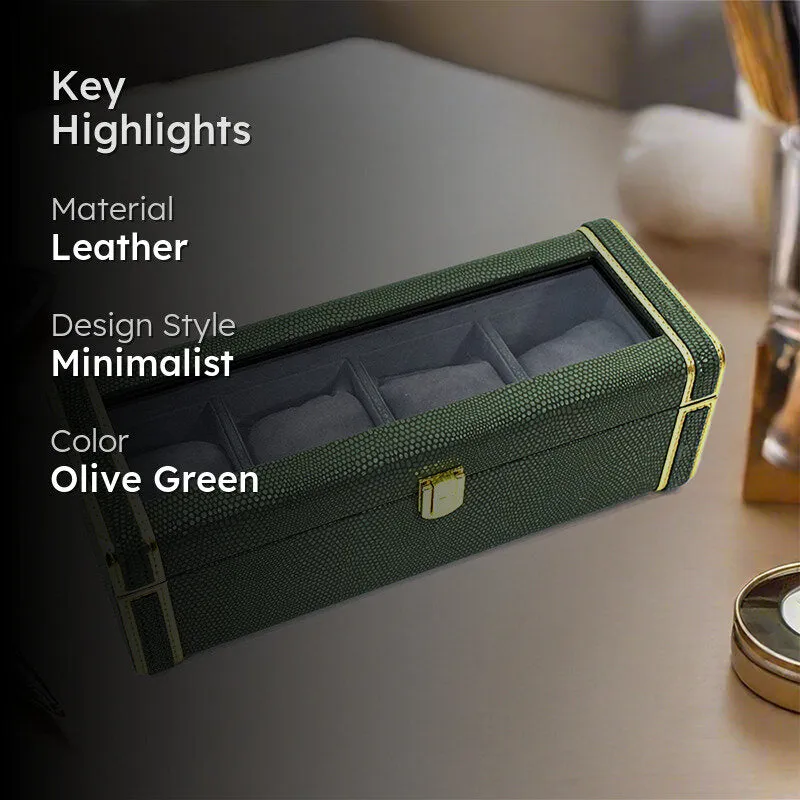 Tisquo I Faux Leather Watch Organizer - Olive Green media 2