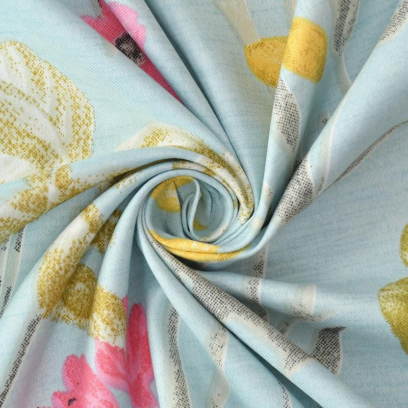 Protea Floral Microfiber Bedsheet (Sky Blue) - 130 GSM media 5
