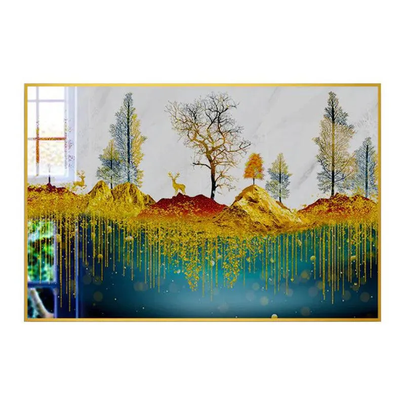 The Golden Range Modern Canvas Wall Art With Frame - Gold media 3