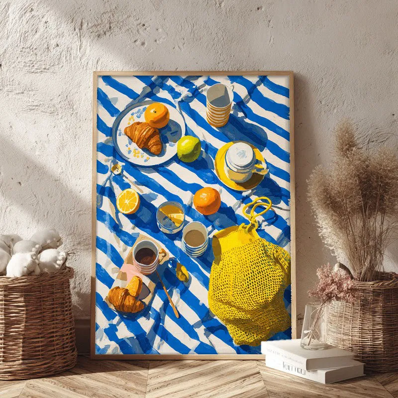 Picnic Palette Canvas Wall Painting - Brown Frame media 3