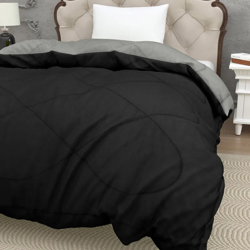 Nihara Reversible Dual Color Glace Cotton Comforter (Black & Grey)  - 200 GSM media 4
