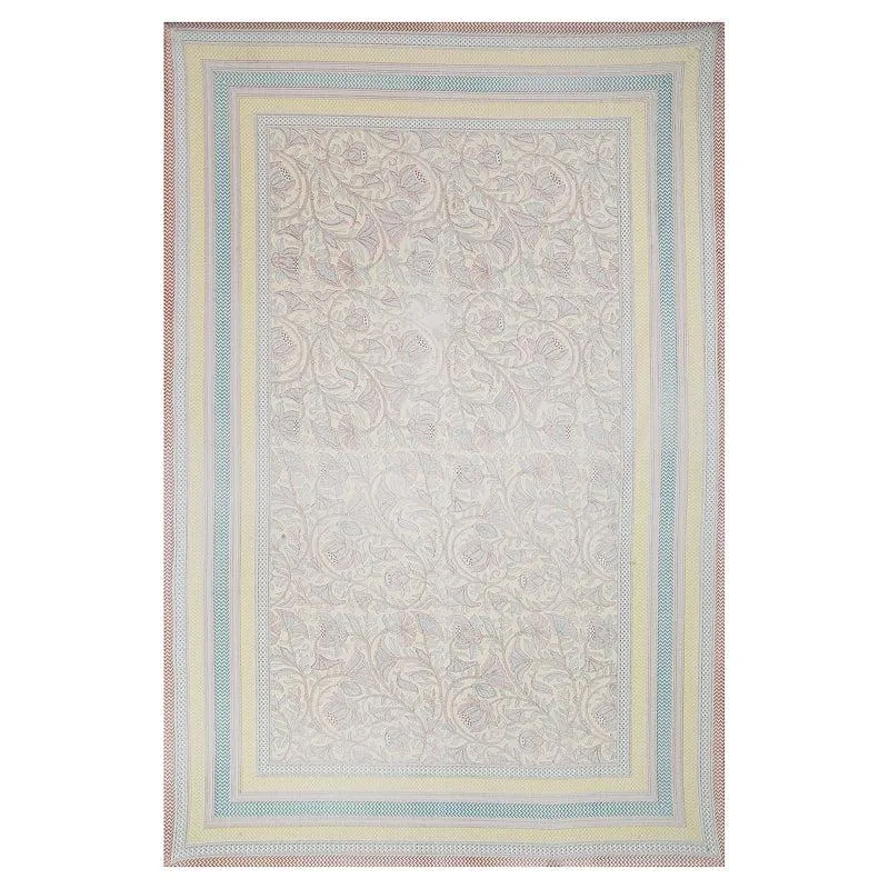 Viya Flora Cotton Diwan Set (Blue & Yellow) - Eight Piece Set media 5