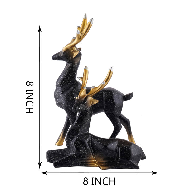 Opulent Stag Painted Polyresin Show Piece (Black) - Set Of Two media 6