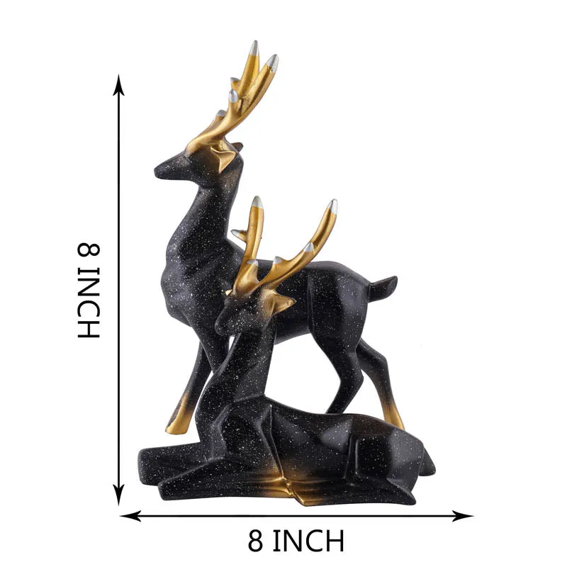Opulent Stag Painted Polyresin Show Piece (Black) - Set Of Two media 6