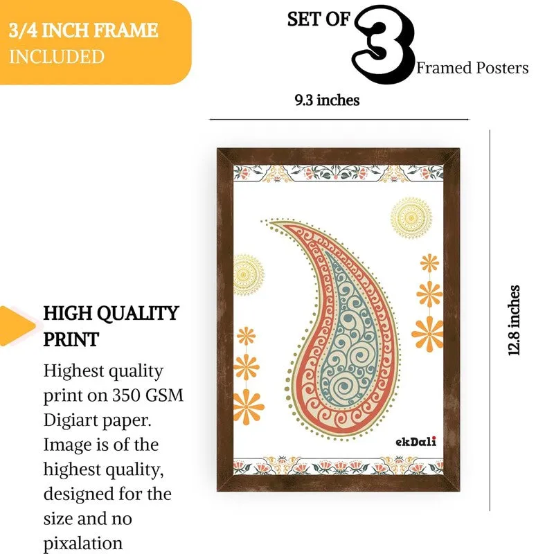 Paisley Charm Paper Wall Painting With Frame - Brown media 10