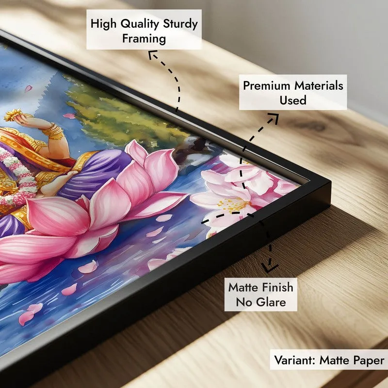 Bhagyalaxmi Spiritual Archival Paper Wall Painting With Frame - Black media 7