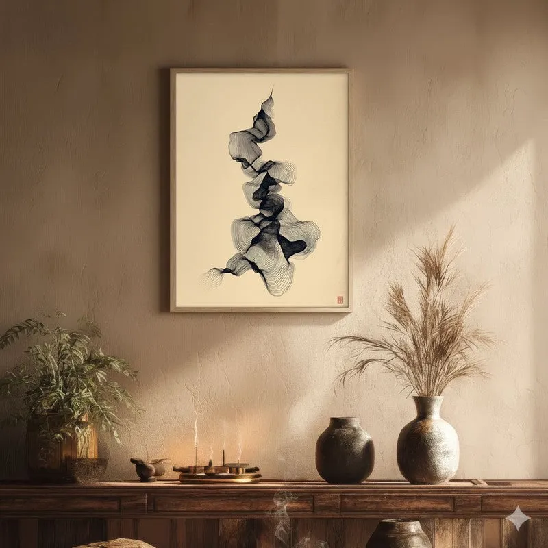 Soft Ascension Archival Paper Wall Painting With Brown Frame media 1