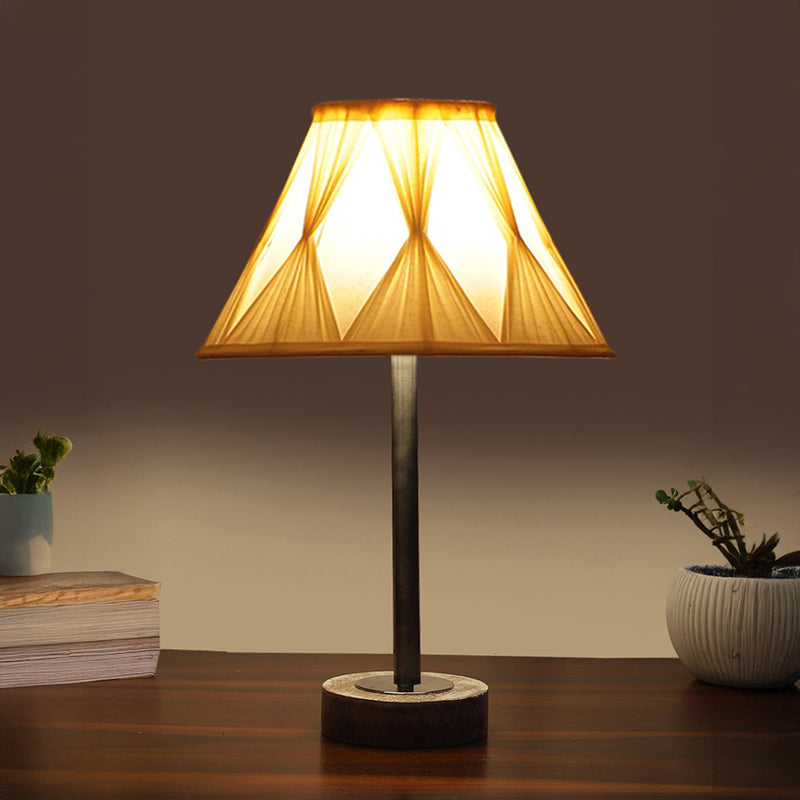 Pleatra Pinch Rodin Wooden Table Lamp - Ivory,Silver,White
