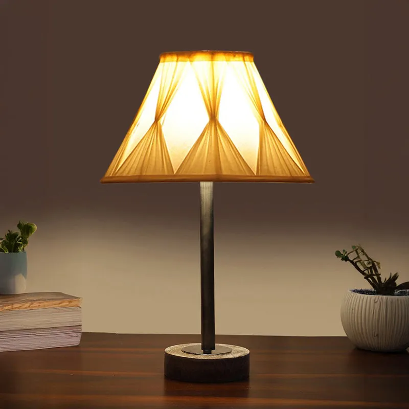 Pleatra Pinch Rodin Wooden Table Lamp - Ivory,Silver,White media 1