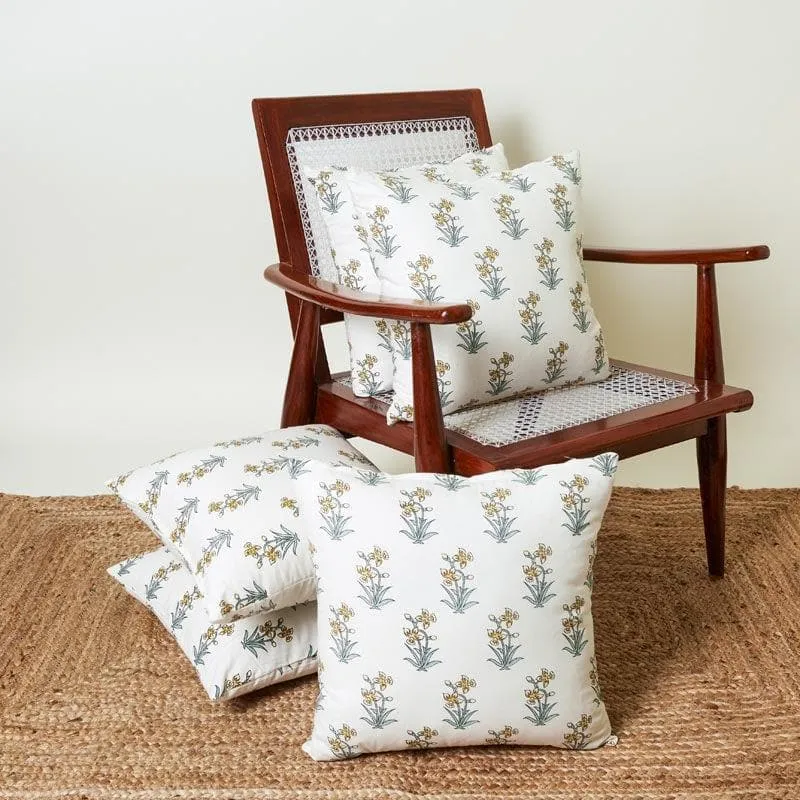 Gulmohar Bagh Cushion Cover (Yellow) - Set Of Five media 1