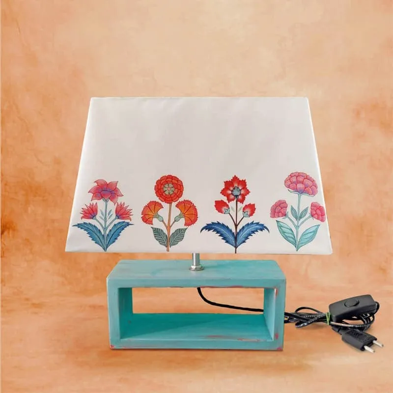 Chitra Foral Handpainted Fabric Table Lamp - Multicolor media 5