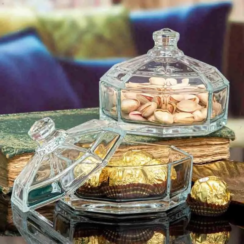Retro Storage Glass Bowl with Lid (280 mL Each)- Set of Two media 3