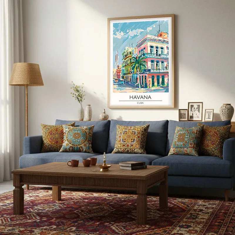 Vintage Havana Framed Canvas Archival Canvas Wall Painting - Natural Brown Frame media 4