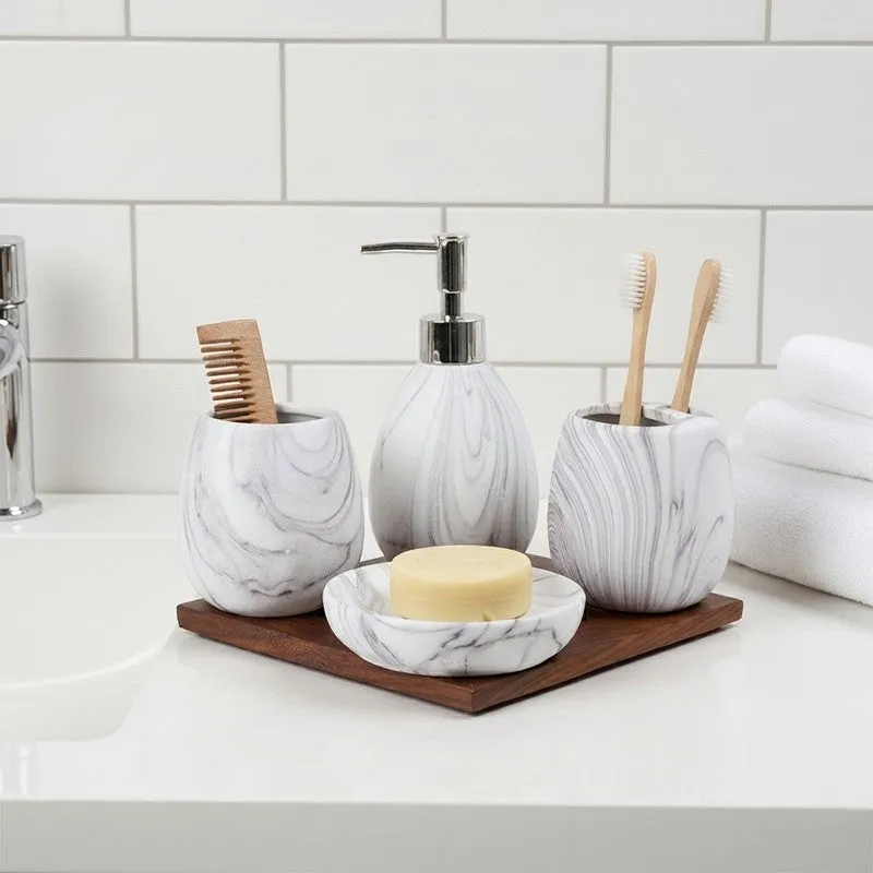 AquaSculpt Ceramic Bathroom Set - Four Piece Set media 1