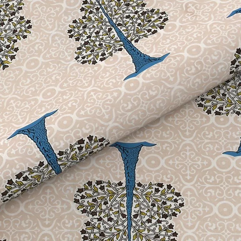 Geetika Printed Cotton Bedsheet (Beige) - 280 TC media 3